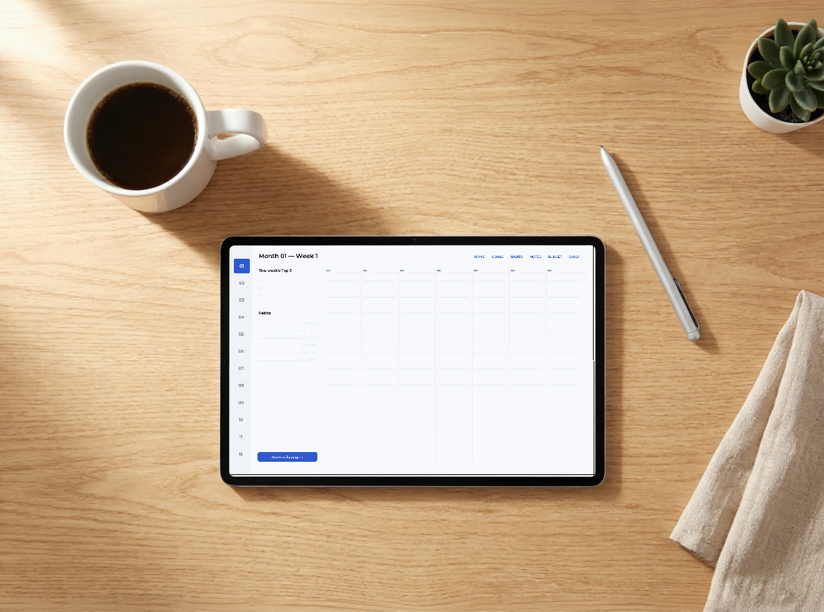 Weekly layout on an Android tablet