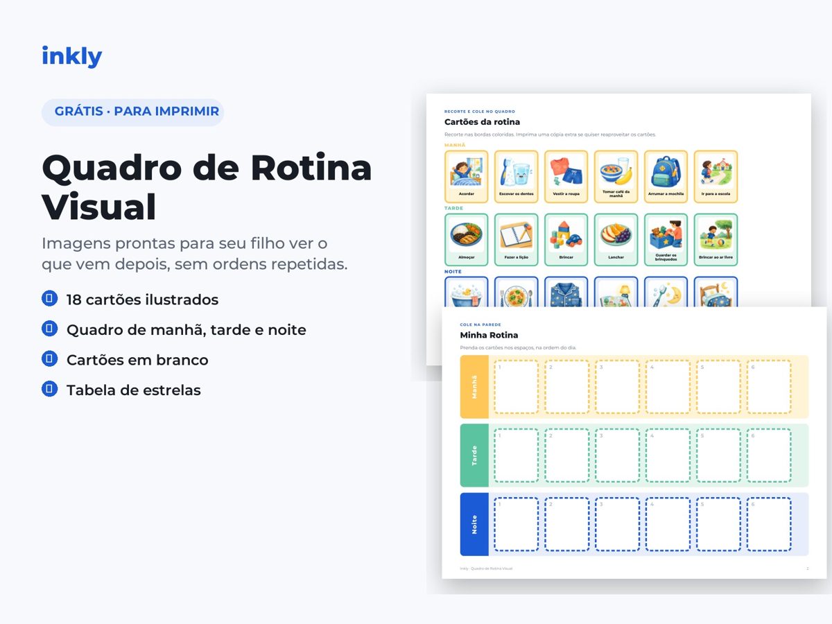 Quadro de Rotina Visual com cartões ilustrados